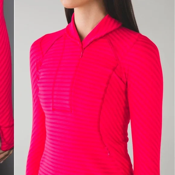 LULULEMON Think Fast Pullover Red stripe - Picture 2 of 10